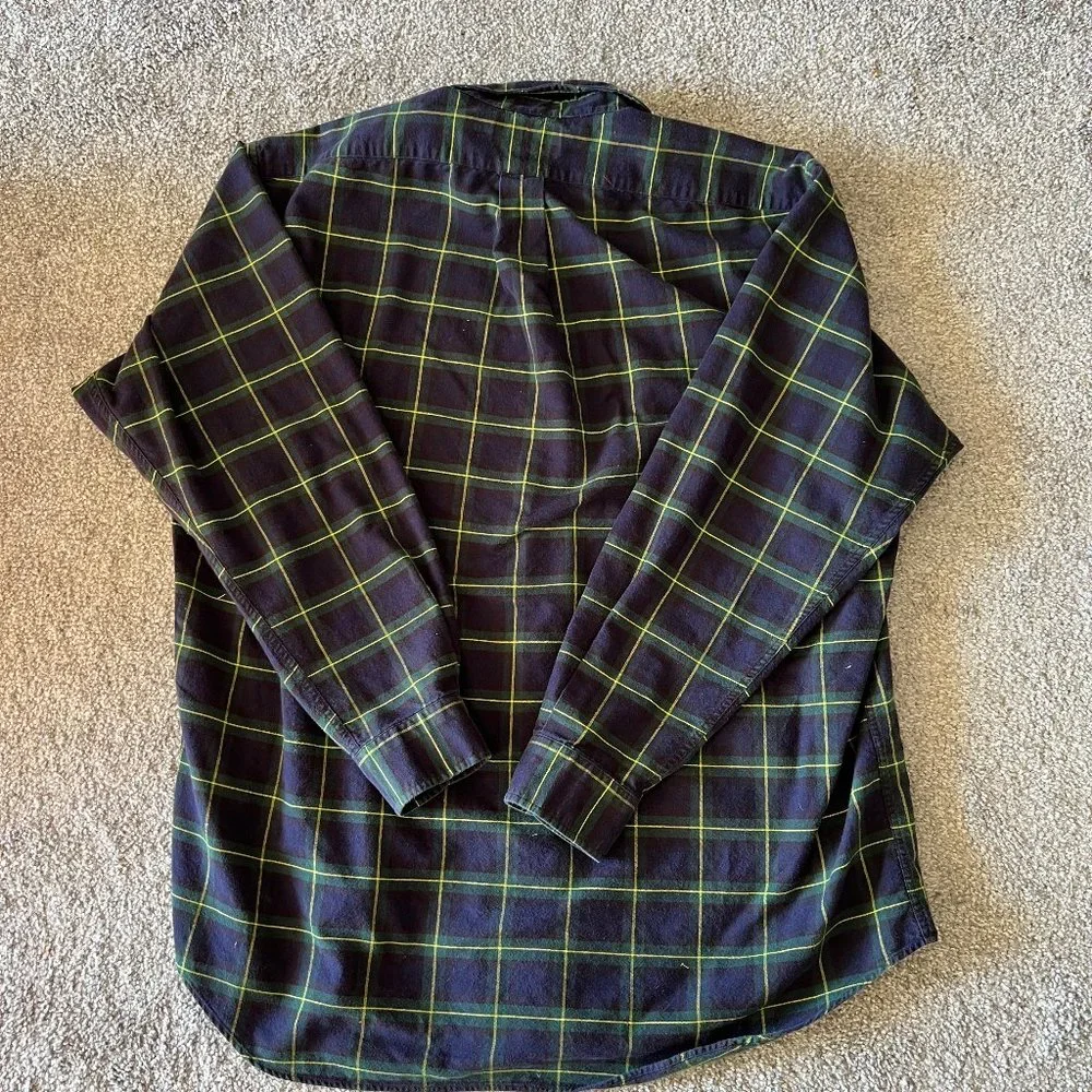 vintage Lauren Ralph Lauren shirt womens L blue green plaid button down‎ crest - Picture 5 of 10